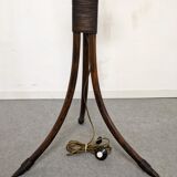 Tripod lamp in bamboo and glass from the 60s/70s