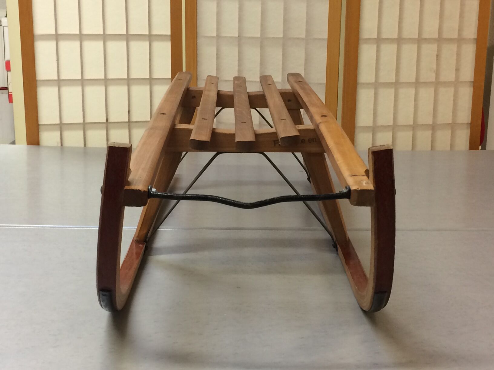 Vintage beech sledge Davos Germina 60/70 made in Gdr