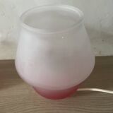 Pair of frosted pink glass mushroom lamps