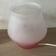 Pair of frosted pink glass mushroom lamps
