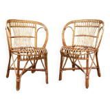 Pair of rattan armchairs