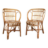 Paire de fauteuils en rotin