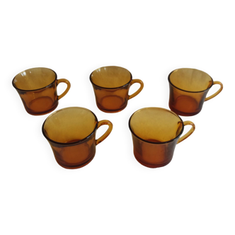 Set of 5 Duralex cups in glass