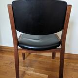 Vintage leather and wood chair pair