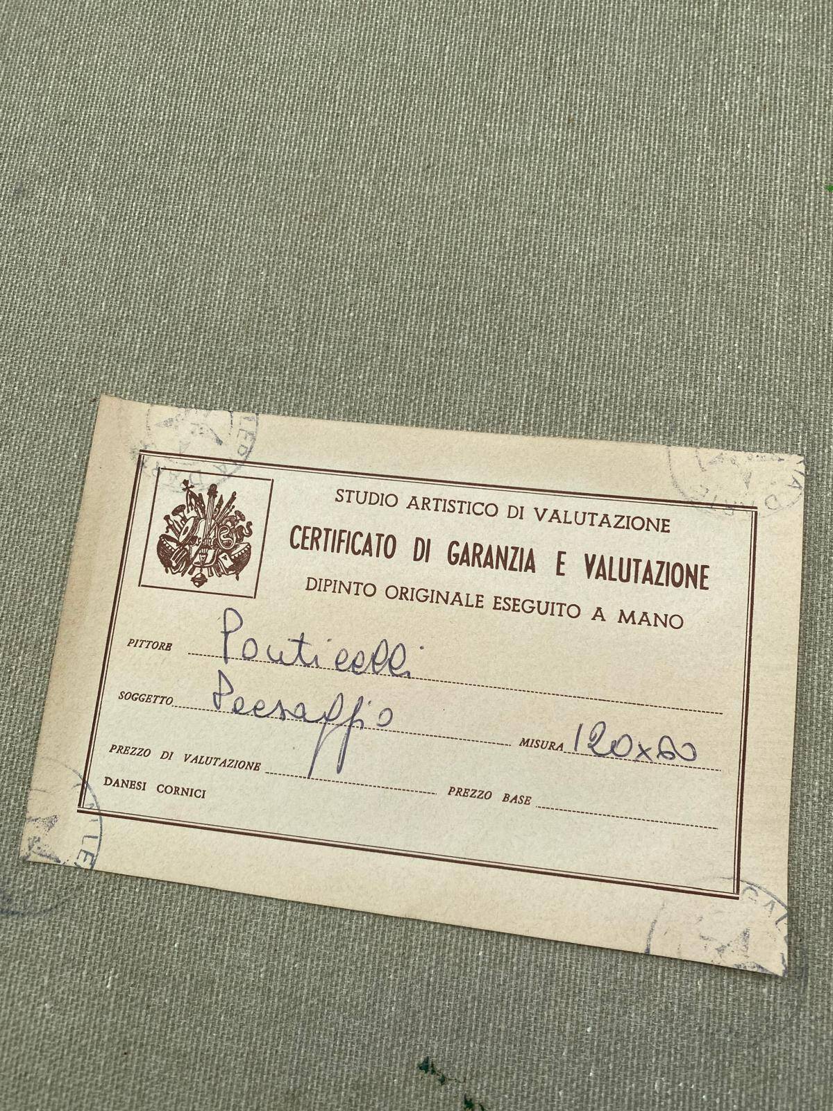 Original Italian painting Antonio Ponticelli oil on canvas landscape 140x82c