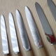 Set of 6 Pradel stainless steel cheese knives and bovine horn