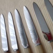 Set of 6 Pradel stainless steel cheese knives and bovine horn