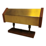 Fuga wall lamp in solid brass and teak wood was designed by Jo Hammerborg for Fog & Mørup in 1966.