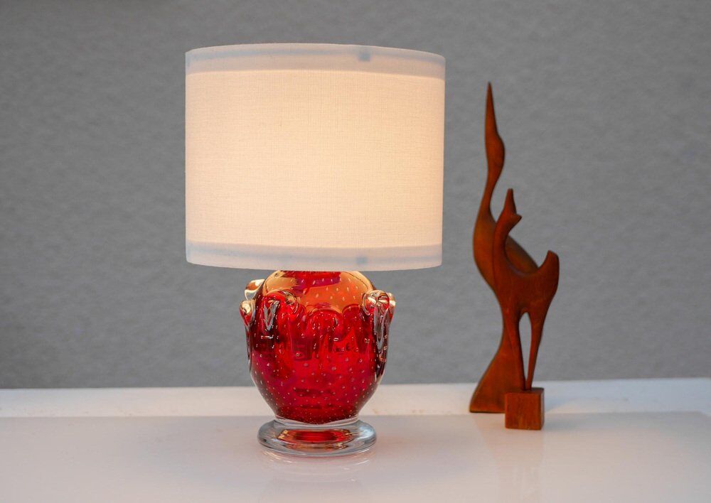 Red crystal glass lamp by Börne Augustsson for Åseda