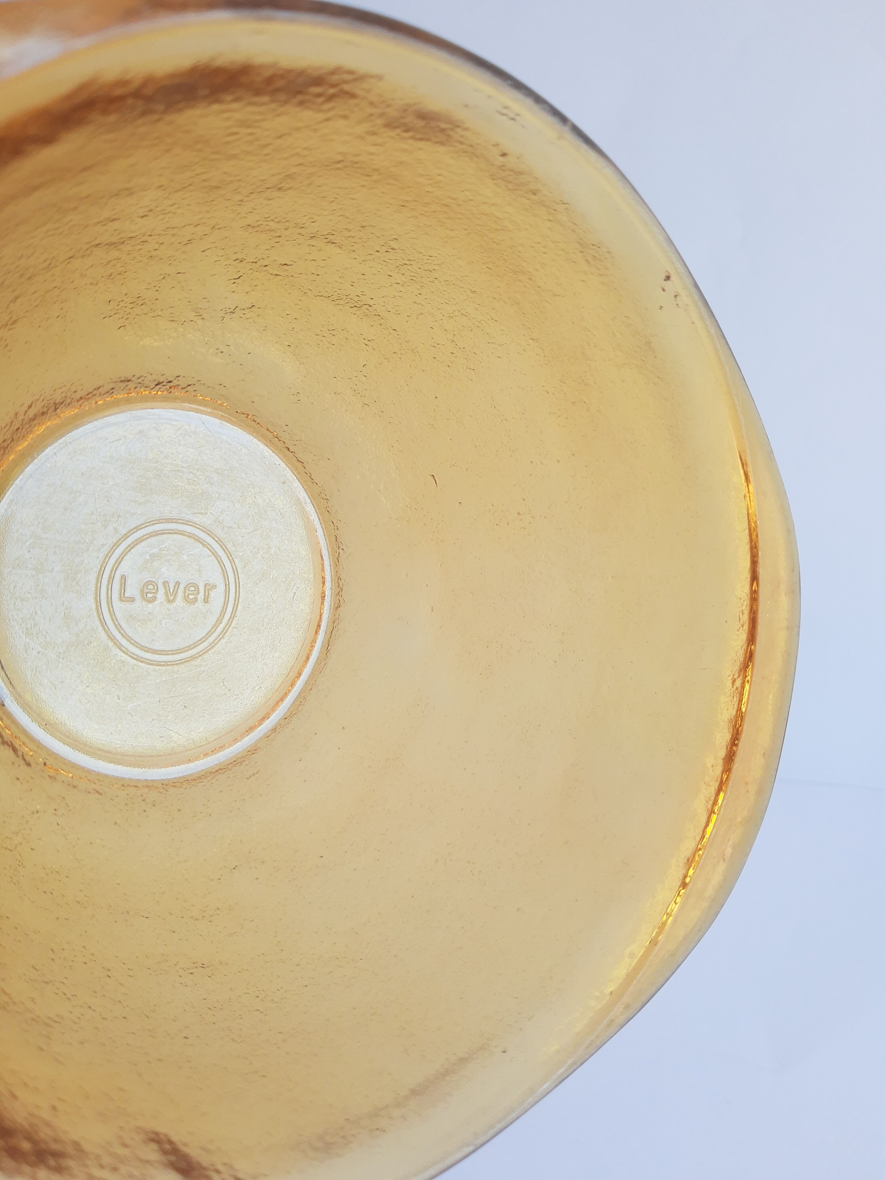 Amber eared bowl frosted old vintage lever