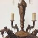 Chandelier 6 lights brass and glass pendants