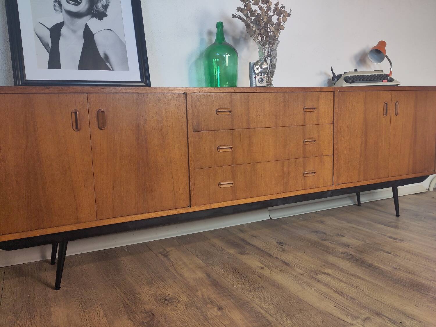 Scandinavian teak and metal sideboard