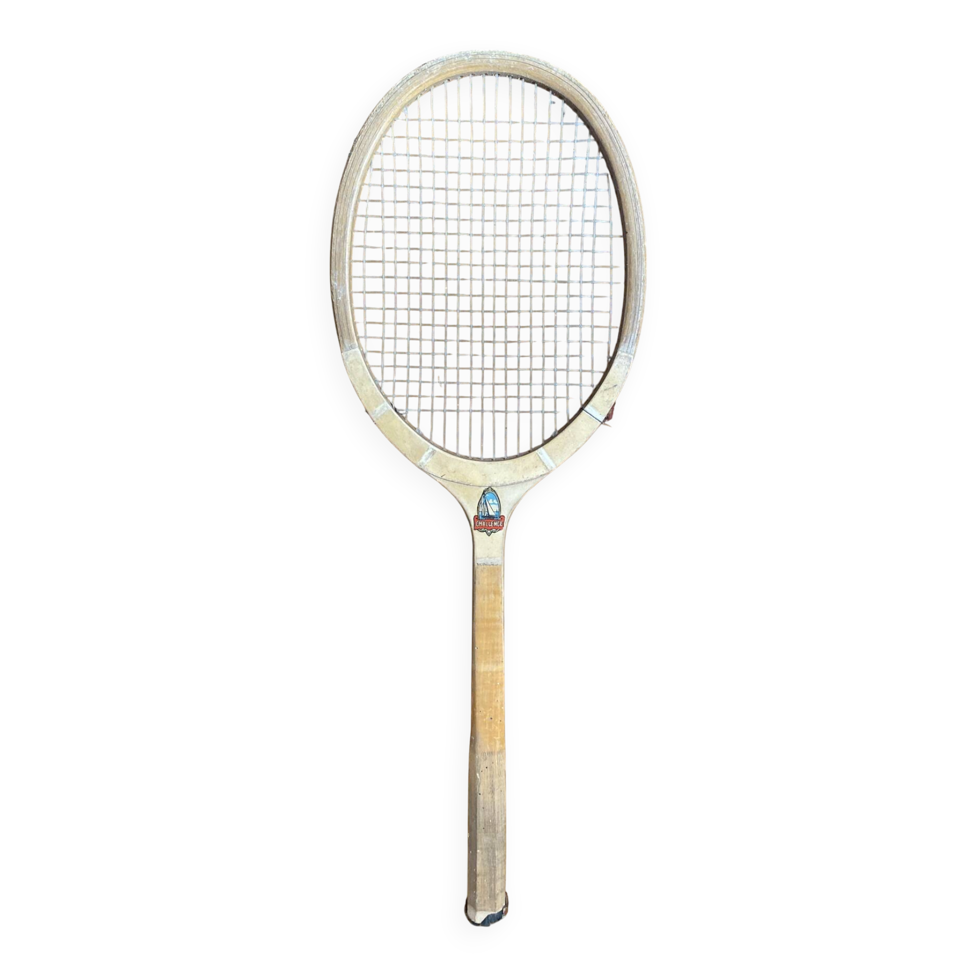 Vintage wooden tennis racket challenge sport