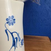Modernist ceramic pitcher, signed polychrome decoration