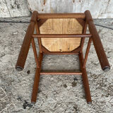 Vintage Turned Wooden Stool + Woven Seat #D652