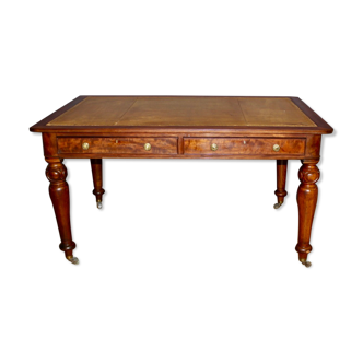 English double-sided flat desk in mahogany around 1880
