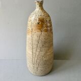 Stoneware bottle vase decorated with herbarium by Carole Boissière