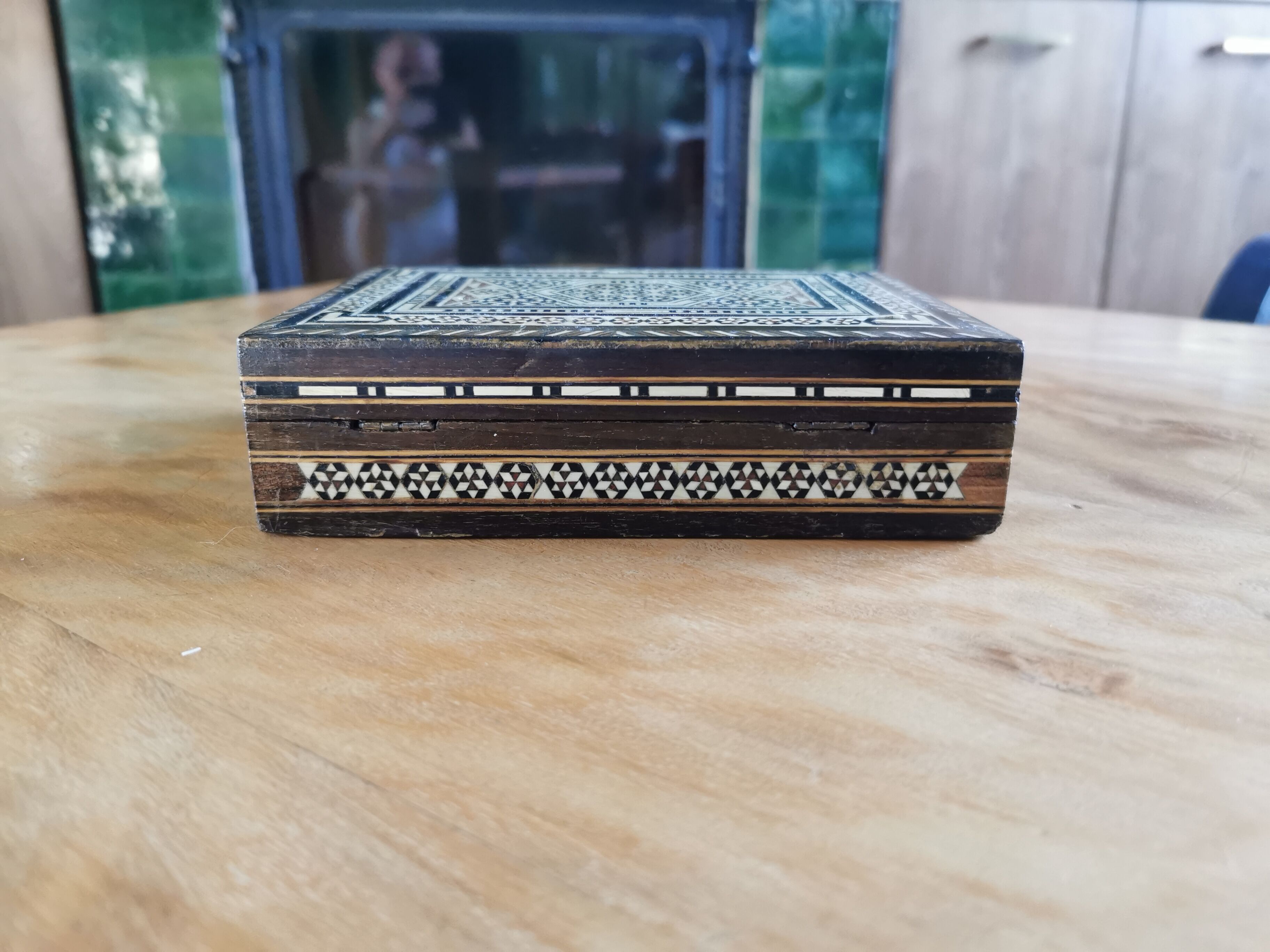 Old Syrian box wood and bone marquetry