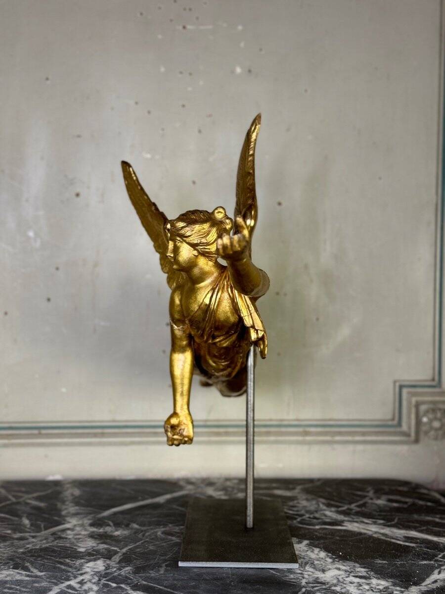 Gilded wooden sculpture, draped angel, Austria around 1800