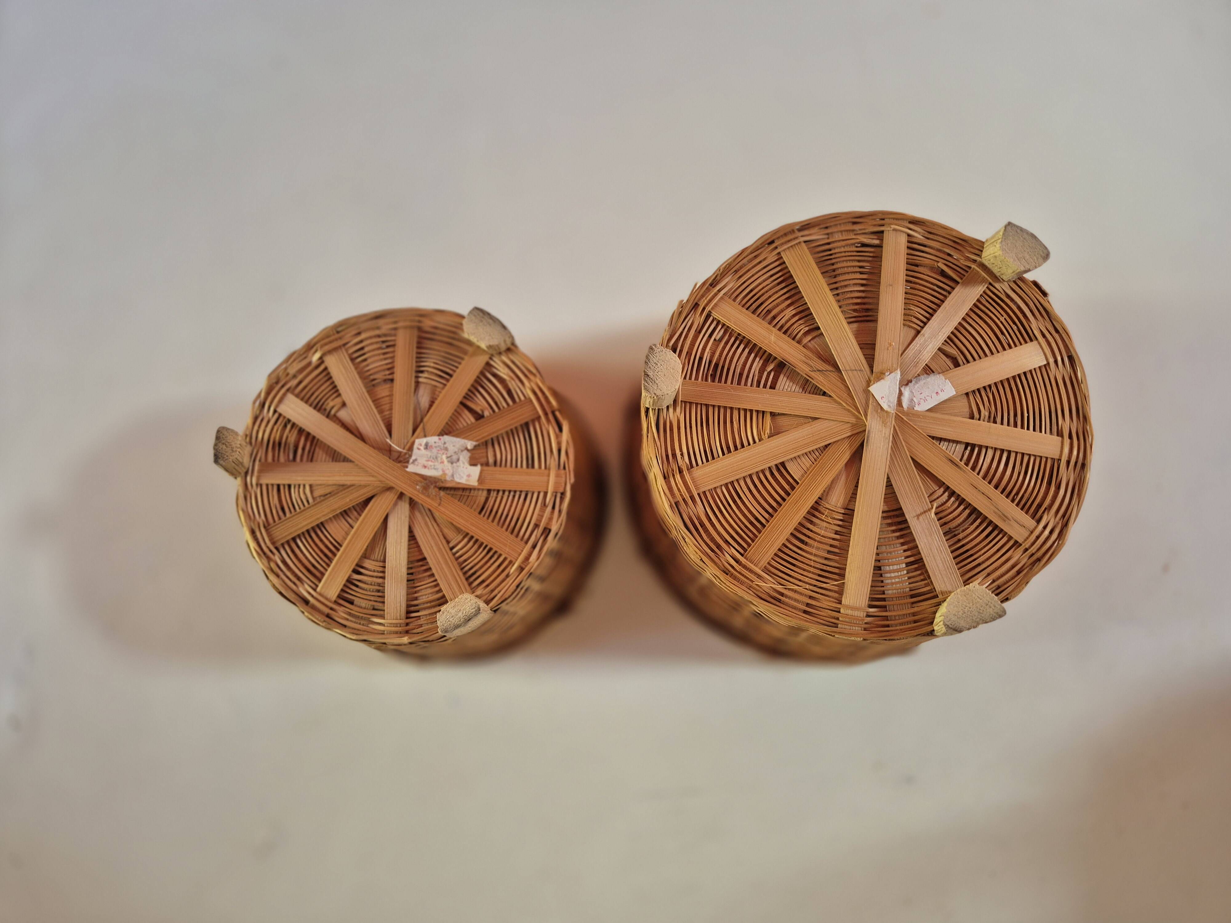 set of 2 flower pot covers made of new vintage bamboo rattan