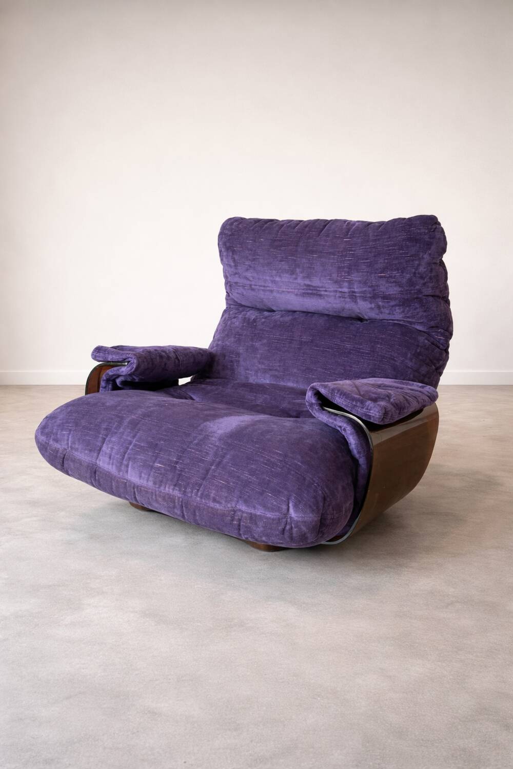 Line Roset Marsala purple velvet armchair