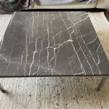 Table basse vintage et moderniste Rolf Benz en marbre et acier