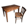 Old French table in cherry wood with bistro chair, circa 1900–1930.