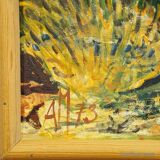 Oil painting by Alexander Michael of a pine forest near Ostia, Italy 1973