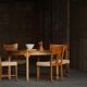 Early 20th century, set of 4 Danish Art Nouveau dining chairs, burl & velvet.