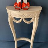 Old wooden console, half moon, Louis XVI style, early twentieth century