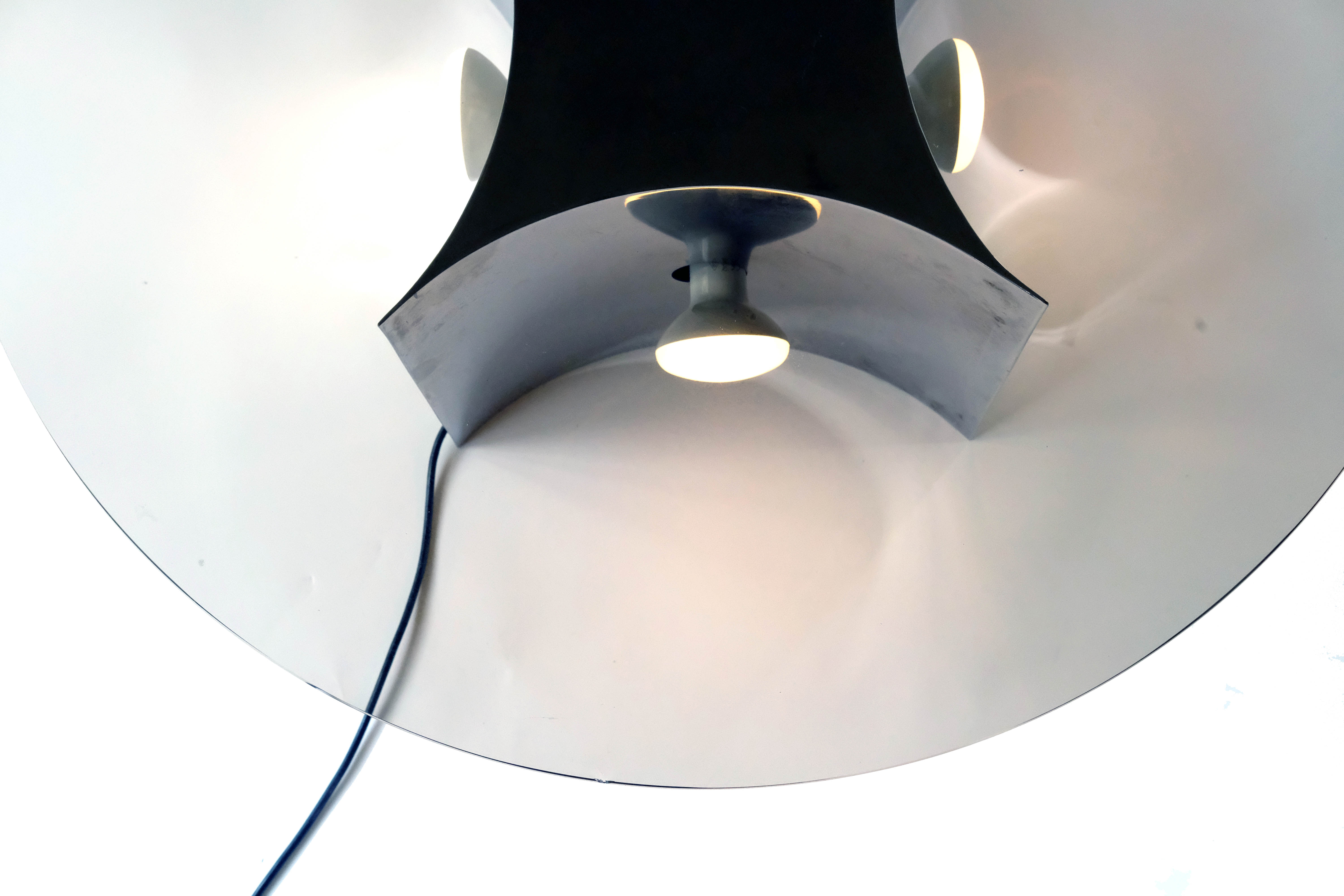 Modern Italian Coffe Table with Smoked Glass Top & Chromed Lamp, 1970's