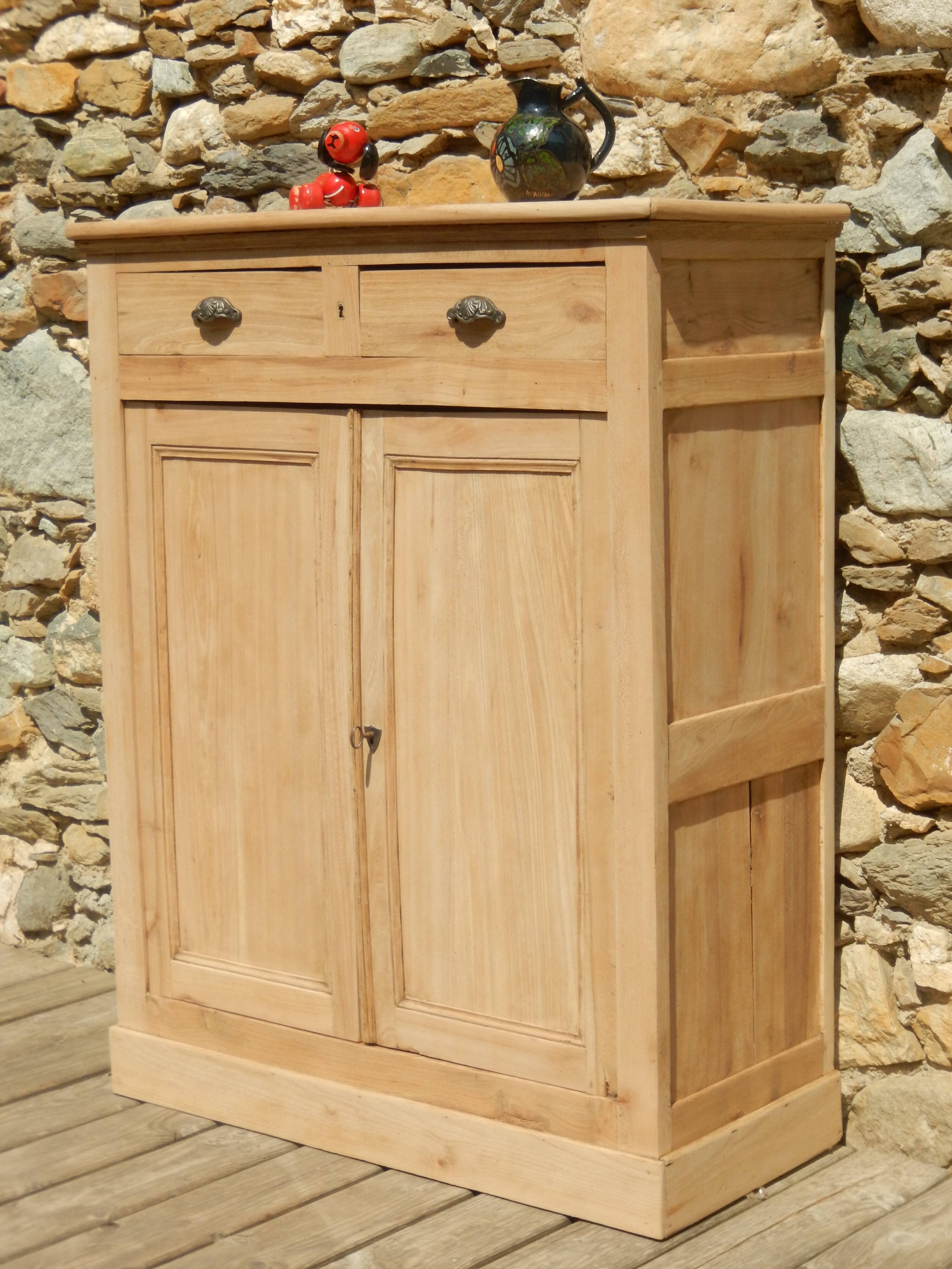 Superb antique Parisian sideboard in solid ash, industrial furniture style.