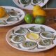 Set of 4 Belon earthenware oyster plates – 25 cm – yellow & green