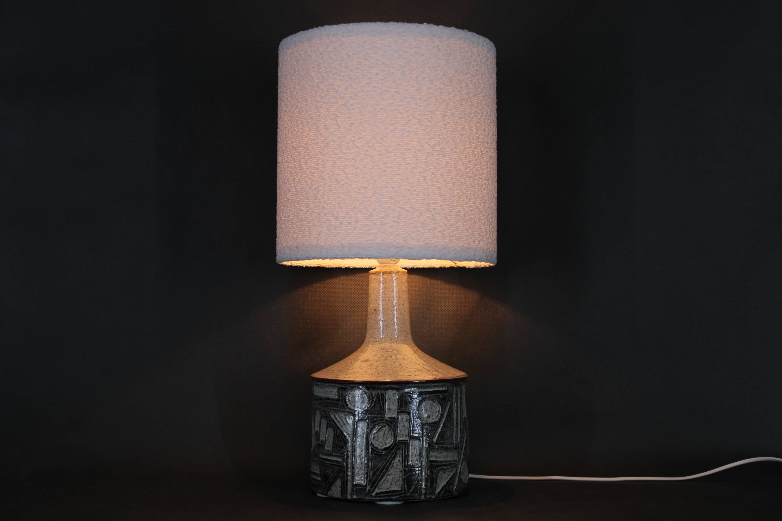1970s Ceramic Table Lamp from Axella with Fabric Lampshade, Denmark