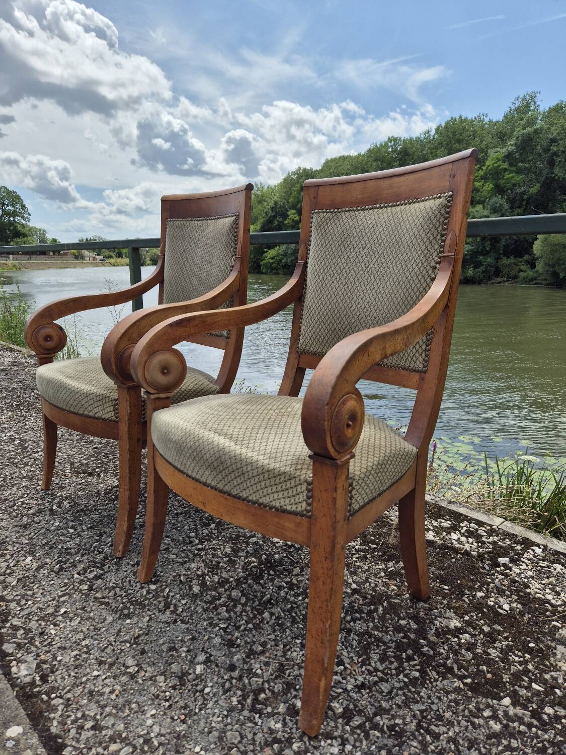 Pair of armchairs with Empire Restoration handles 1900s