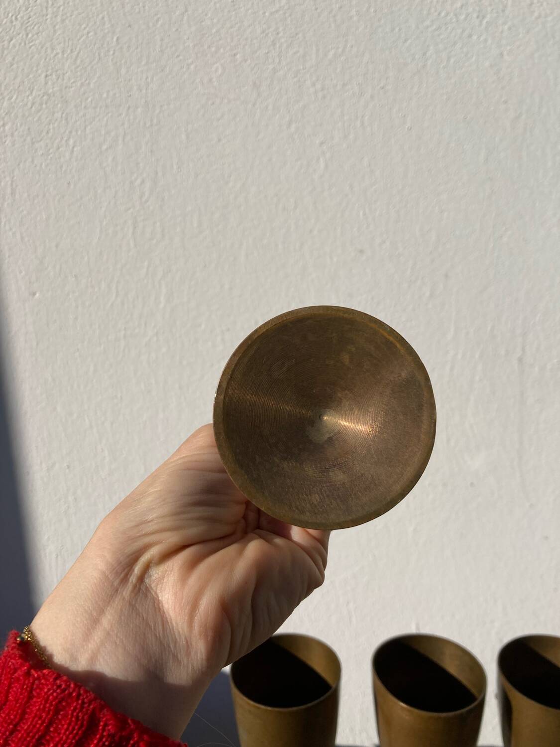 Copper brass stemmed glasses