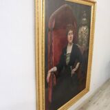 Large oil painting on canvas, portrait of a lady, signed and dated 1913