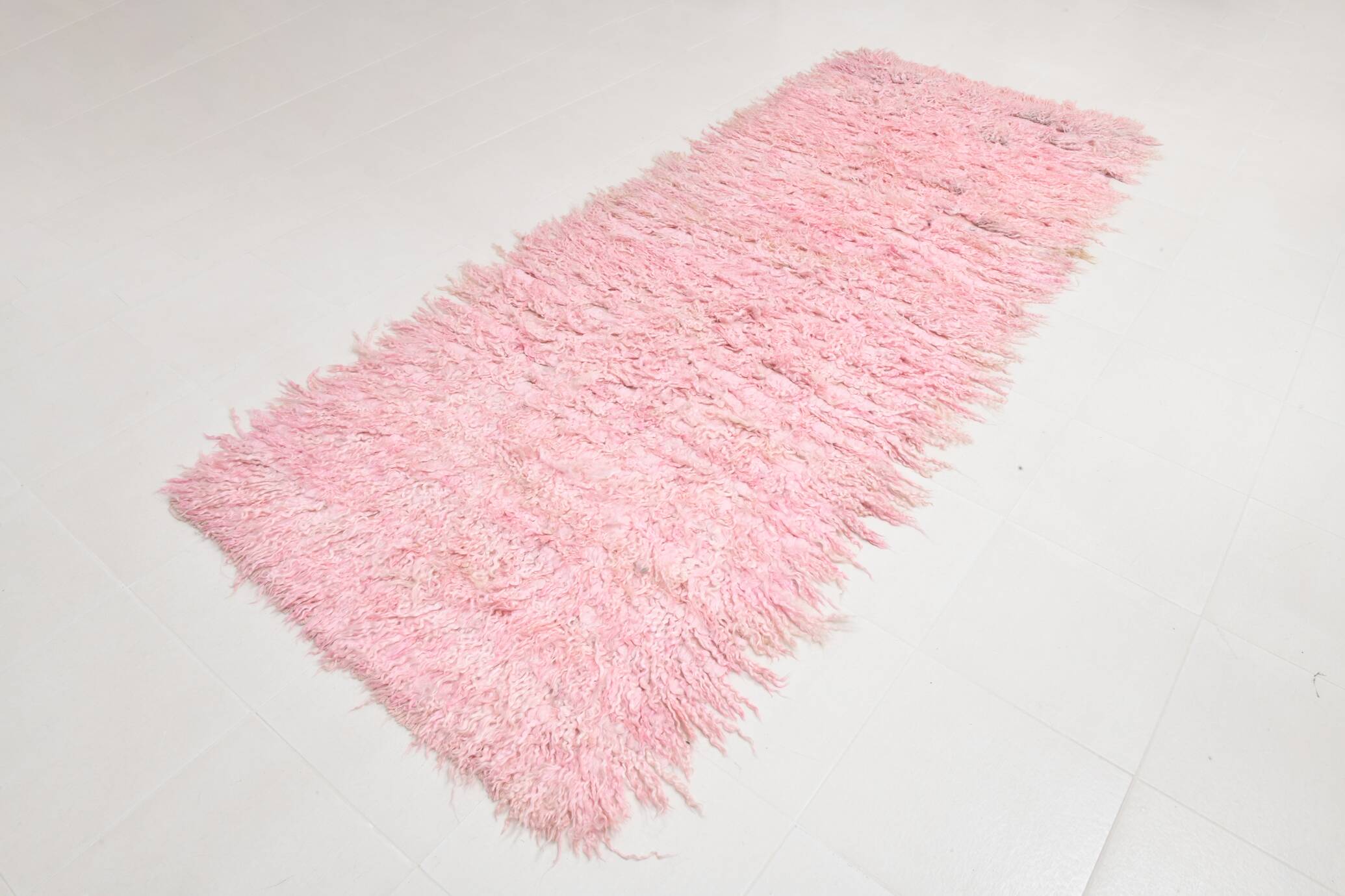 Tapis Kilim rose doux 3x10, 112x310 cm