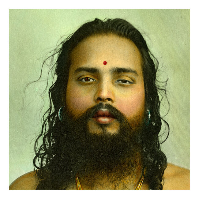 Portrait of a yogi, Rajasthan circa 1920, old colored photograph