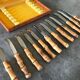 Set of 12 vintage knives bamboo handle cutlery b.j.b in their case
