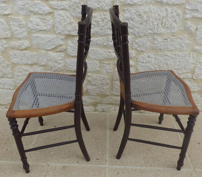 2 quality wooden caned chairs