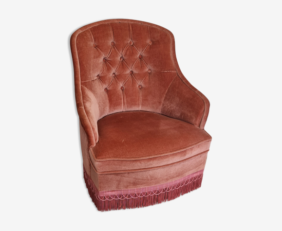 Fauteuil crapaud velours rose