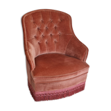 Pink velvet toad armchair