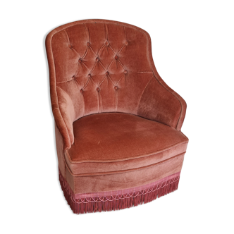 Pink velvet toad armchair