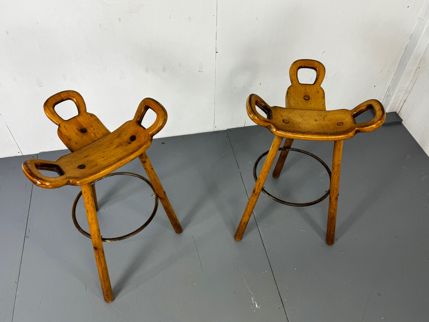 Set of 2 Brutalist Marbella Bar Stools by Sergio Rodrigues, 1960s