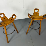 Set of 2 Brutalist Marbella Bar Stools by Sergio Rodrigues, 1960s