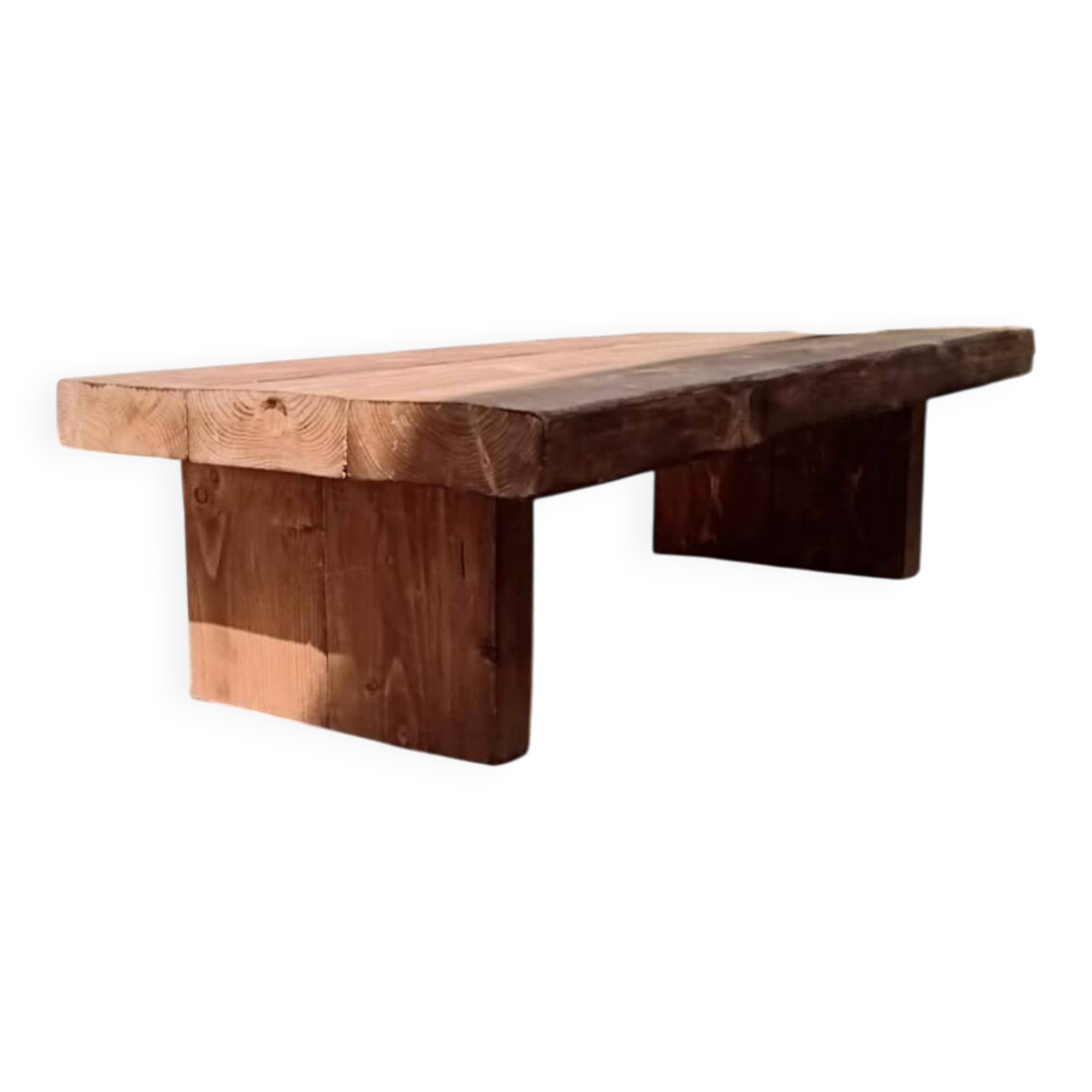 Table basse en bois massif – style brutaliste / wabi-sabi – fait main