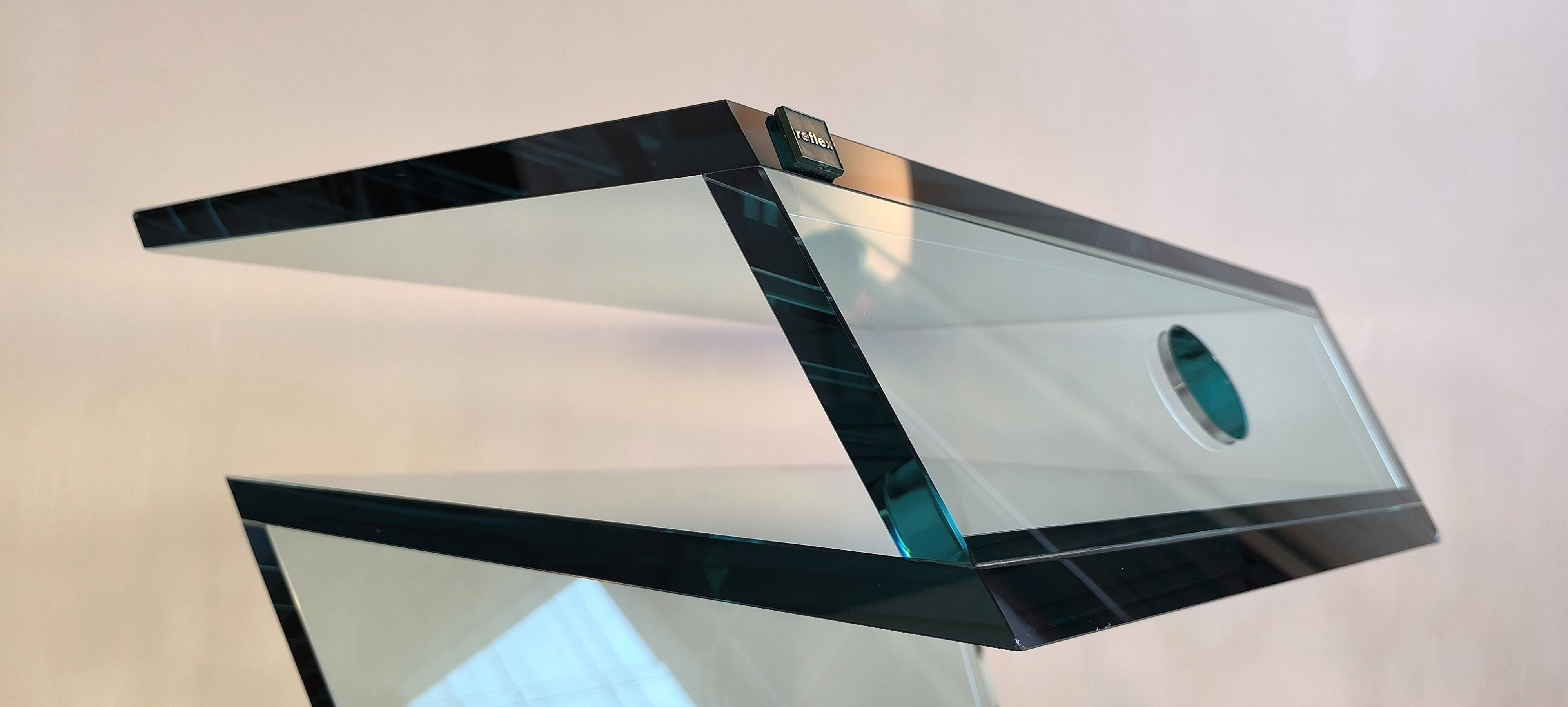 Reflex Angelo – sumptuous glass TV stand “jazz” signed Reflex Angelo made