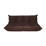Togo 3 seater sofa in brown leather designed by Michel Ducaroy 1973