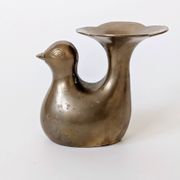 Candle holder or bird soliflore in brass, mid-century design from the 1960s.